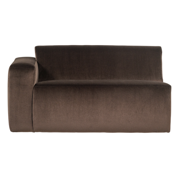 Mojo base 1,5-zits bankelement arm links velvet bruin