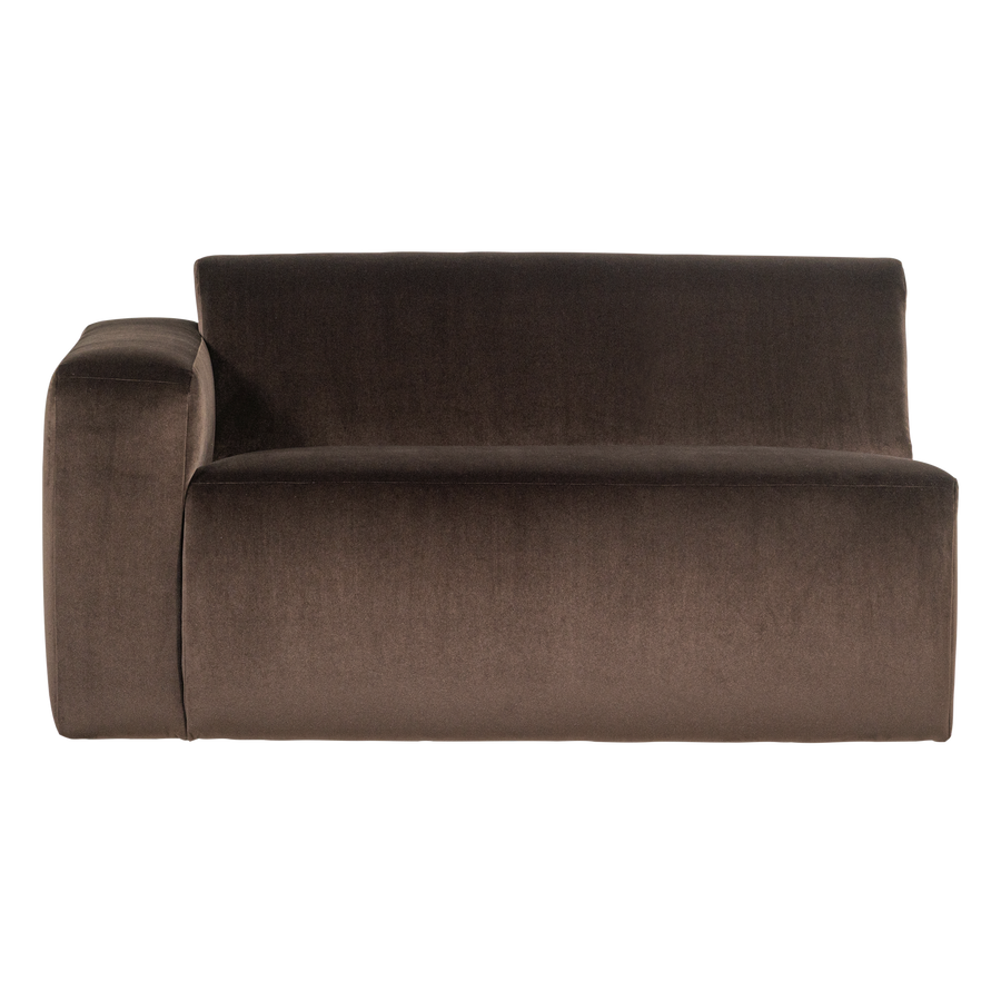 Mojo base 1,5-zits bankelement arm links velvet bruin