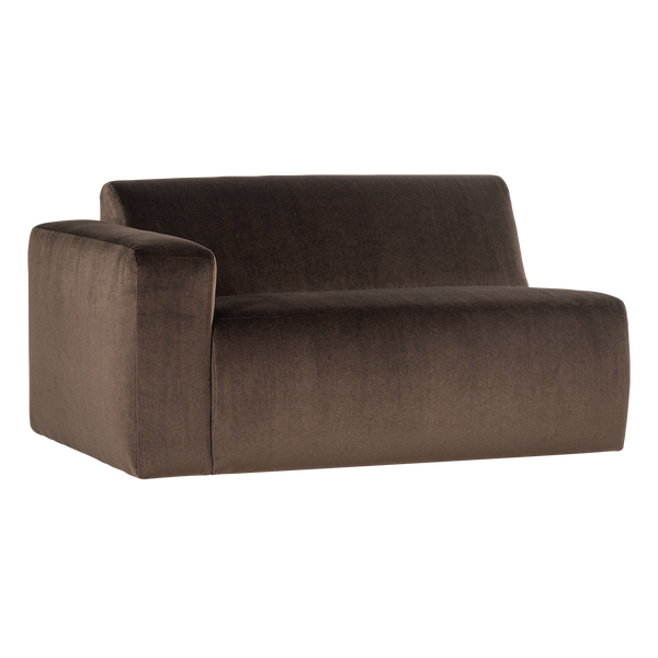 Mojo base 1,5-zits bankelement arm links velvet bruin