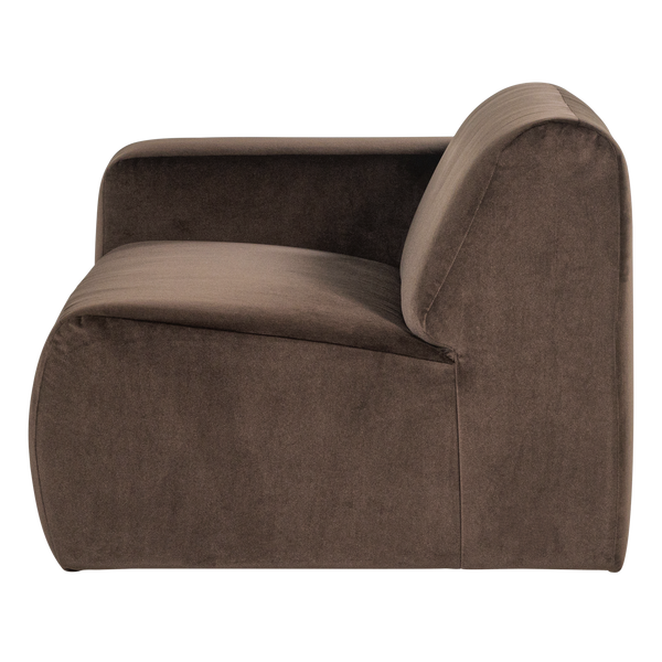 Mojo base 1,5-zits bankelement arm links velvet bruin