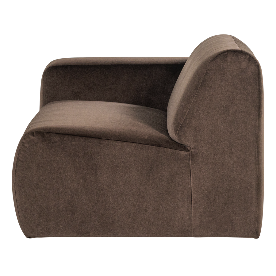 Mojo base 1,5-zits bankelement arm links velvet bruin