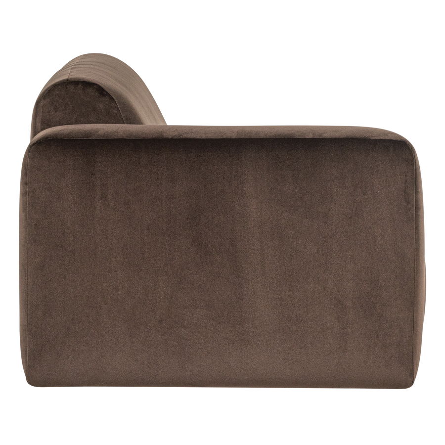 Mojo base 1,5-zits bankelement arm links velvet bruin