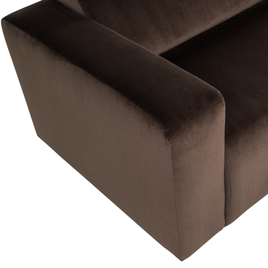 Mojo base 1,5-zits bankelement arm links velvet bruin