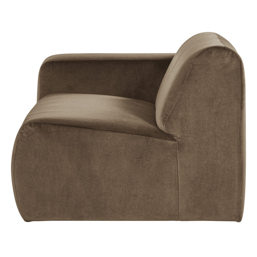 Mojo base 1,5-zits bankelement arm links velvet taupe