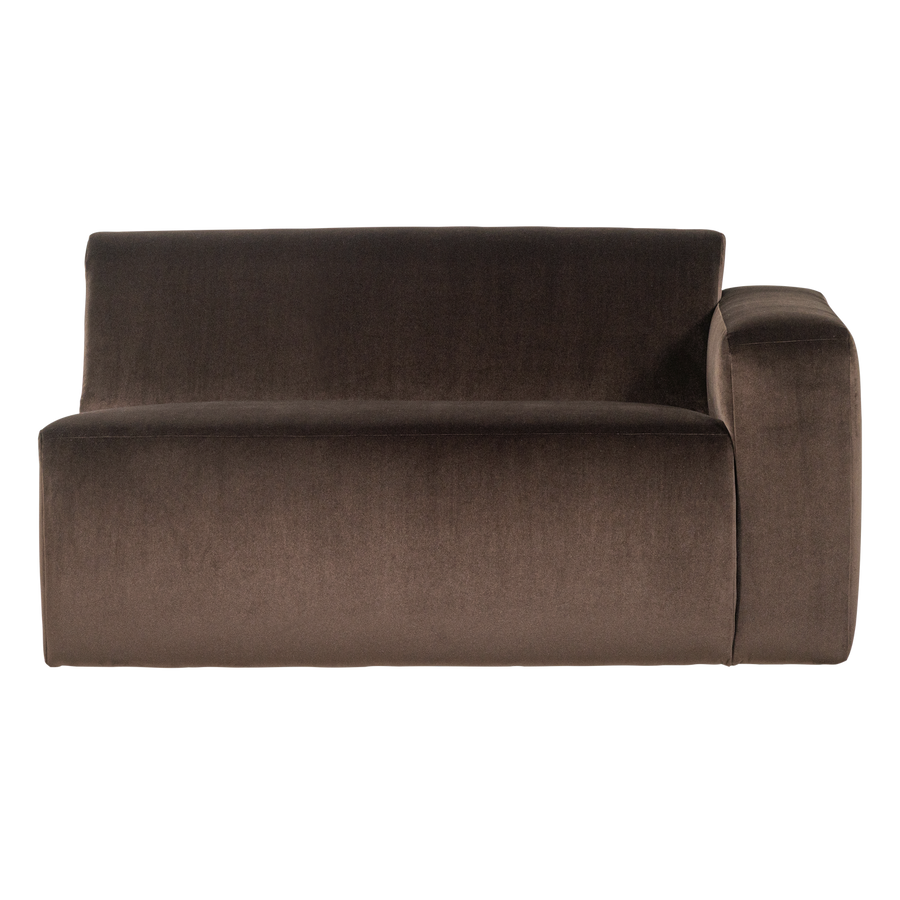 Mojo base 1,5-zits bankelement arm rechts velvet bruin