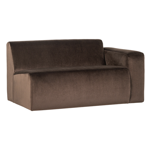 Mojo base 1,5-zits bankelement arm rechts velvet bruin
