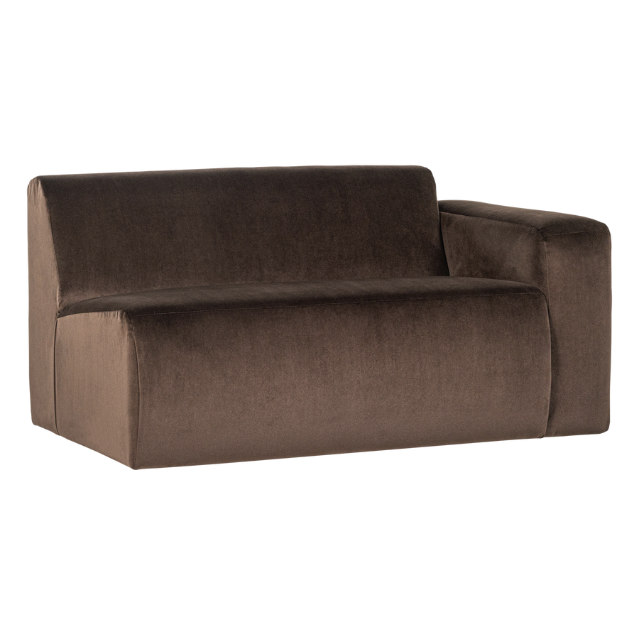 Mojo base 1,5-zits bankelement arm rechts velvet bruin