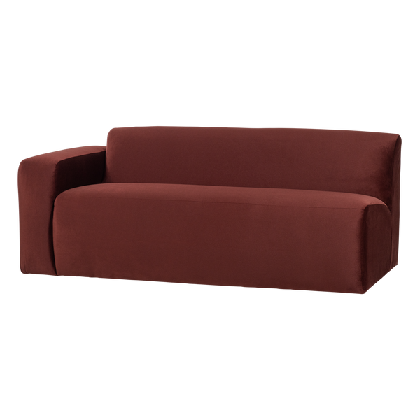 Mojo base 2-zits bankelement arm links velvet kastanjebruin
