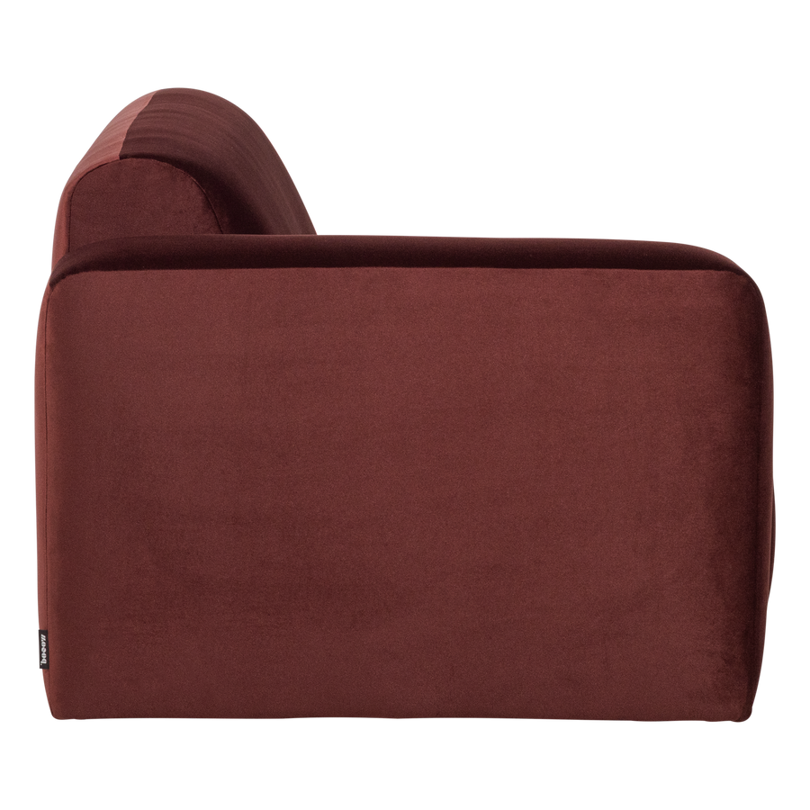 Mojo base 2-zits bankelement arm links velvet kastanjebruin