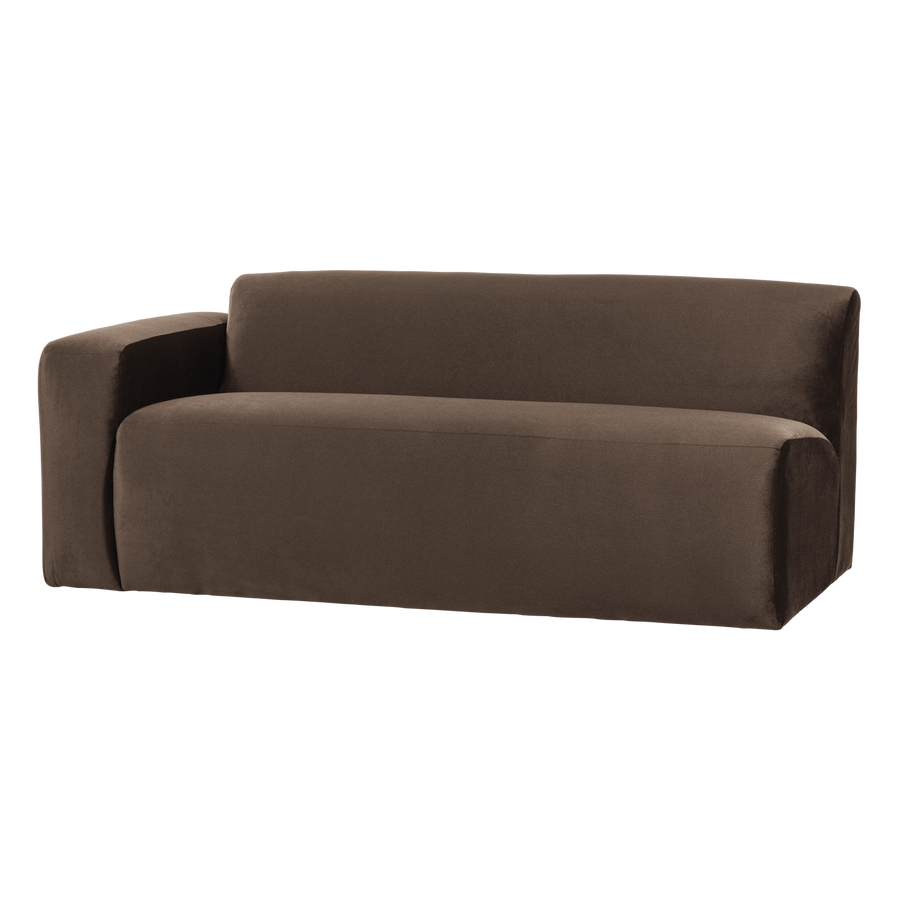 Mojo base 2-zits bankelement arm links velvet bruin