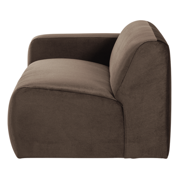 Mojo base 2-zits bankelement arm links velvet bruin