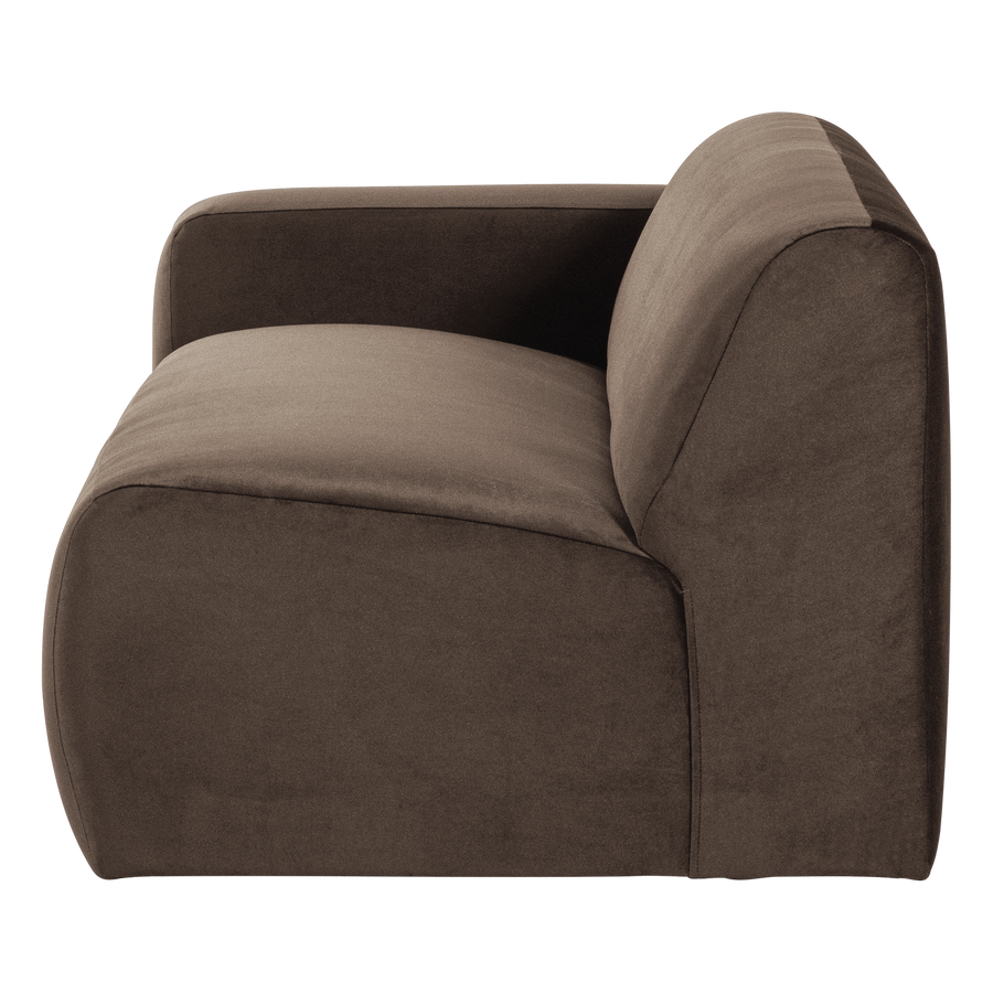 Mojo base 2-zits bankelement arm links velvet bruin