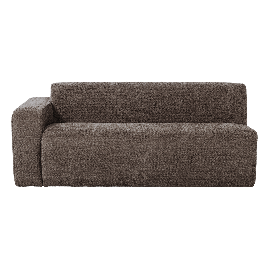 Mojo base 2-zits bankelement arm links wollig bruin