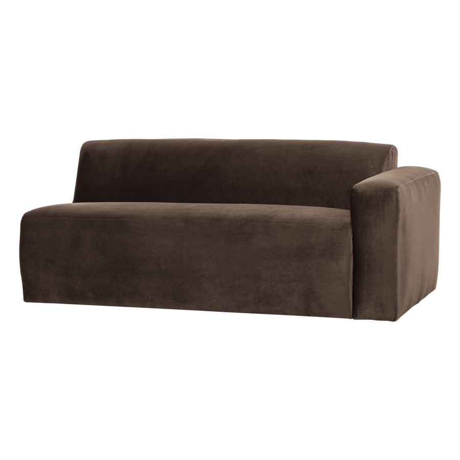 Mojo base 2-zits bankelement arm rechts velvet bruin