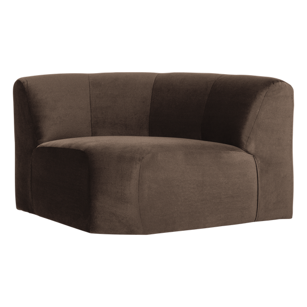 Mojo base hoekelement rond velvet bruin