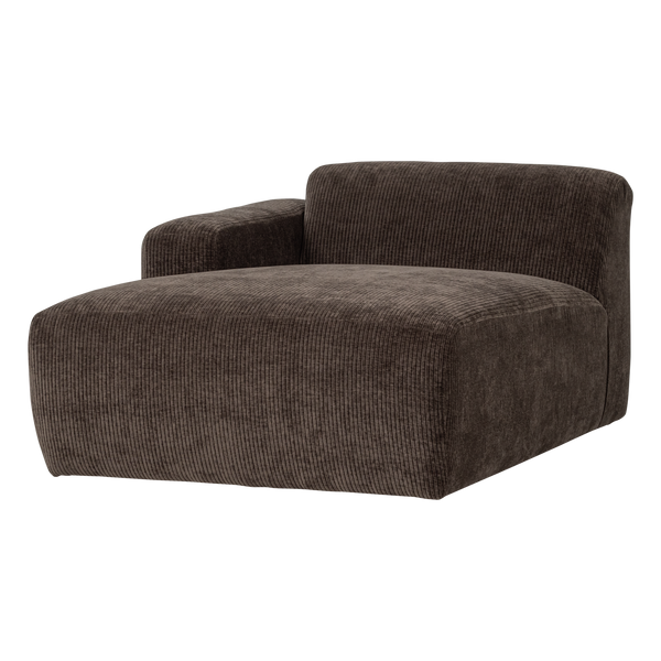 Mojo base chaise longue element links ribstof bruin