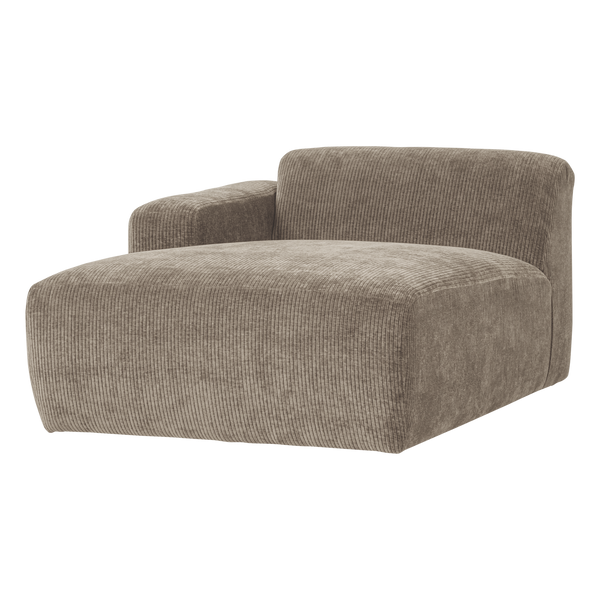 Mojo base chaise longue element links ribstof donkerzand