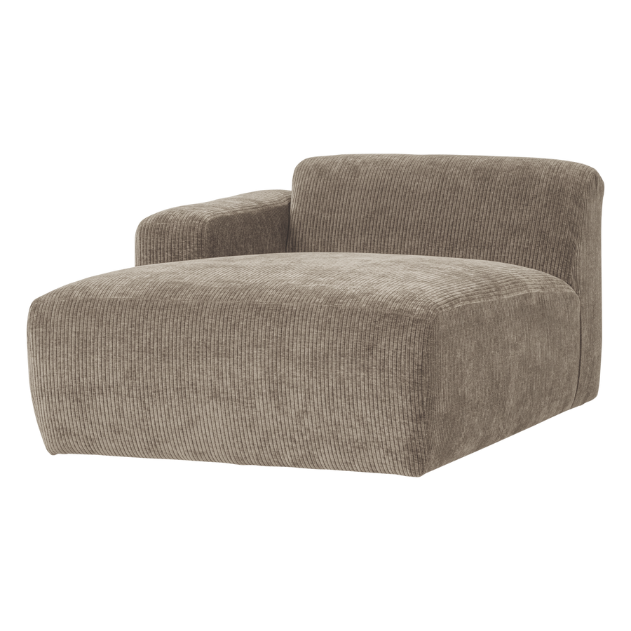 Mojo base chaise longue element links ribstof donkerzand