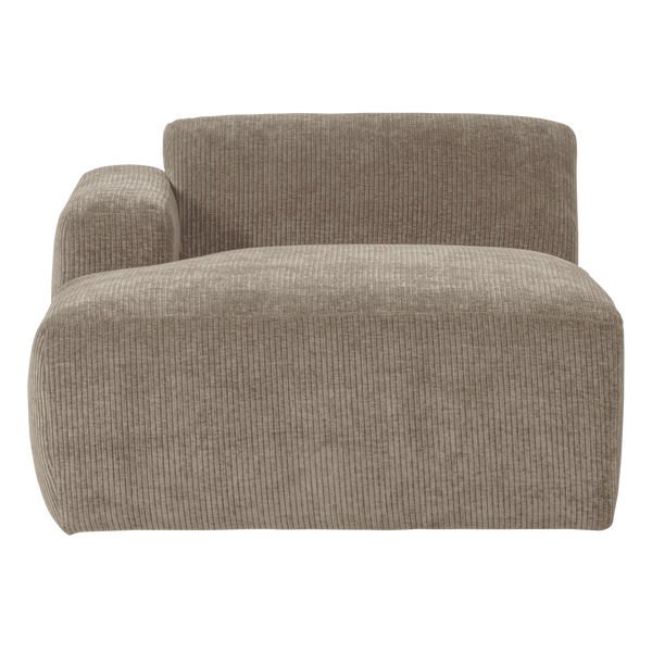 Mojo base chaise longue element links ribstof donkerzand