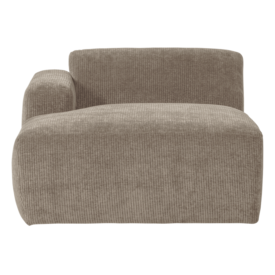 Mojo base chaise longue element links ribstof donkerzand