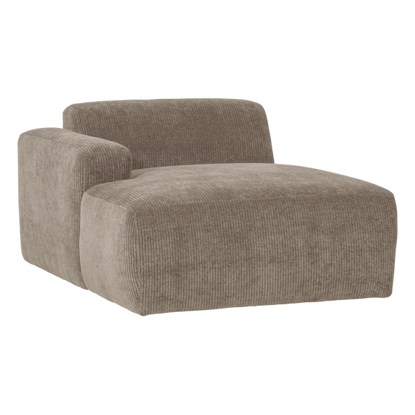 Mojo base chaise longue element links ribstof donkerzand