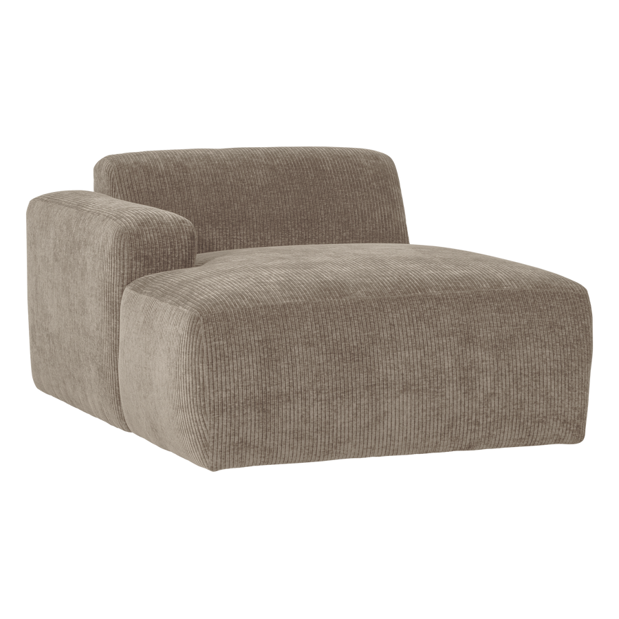Mojo base chaise longue element links ribstof donkerzand