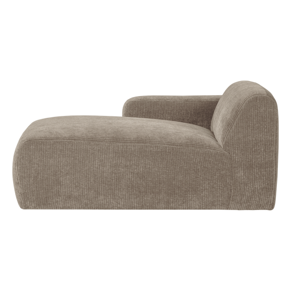 Mojo base chaise longue element links ribstof donkerzand