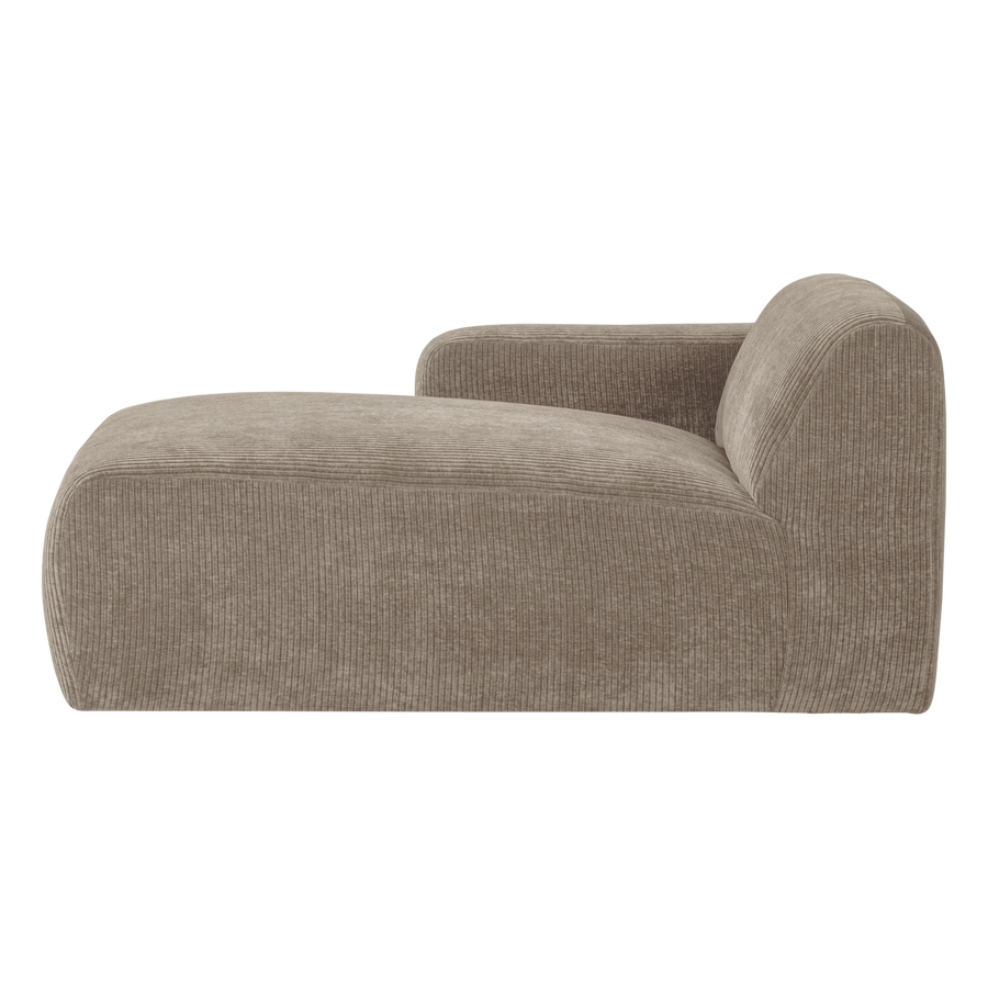 Mojo base chaise longue element links ribstof donkerzand