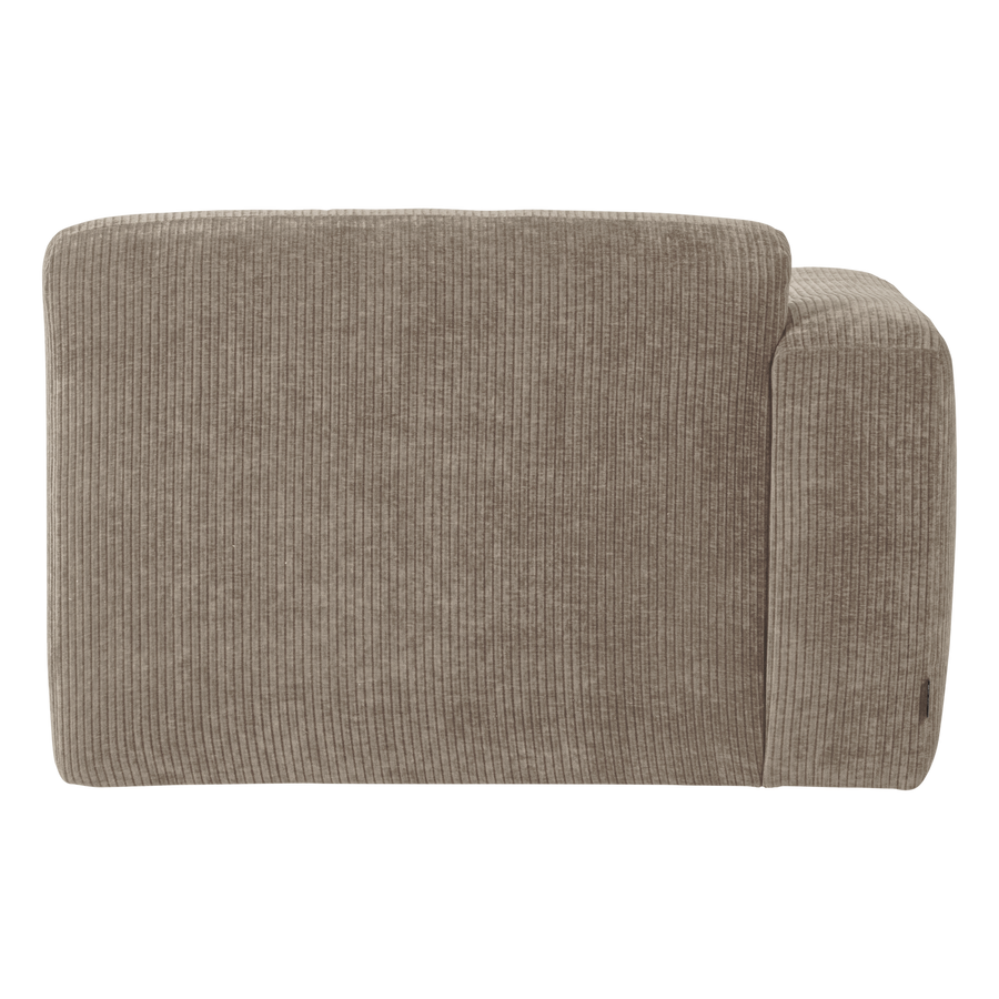 Mojo base chaise longue element links ribstof donkerzand