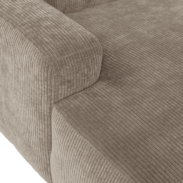 Mojo base chaise longue element links ribstof donkerzand