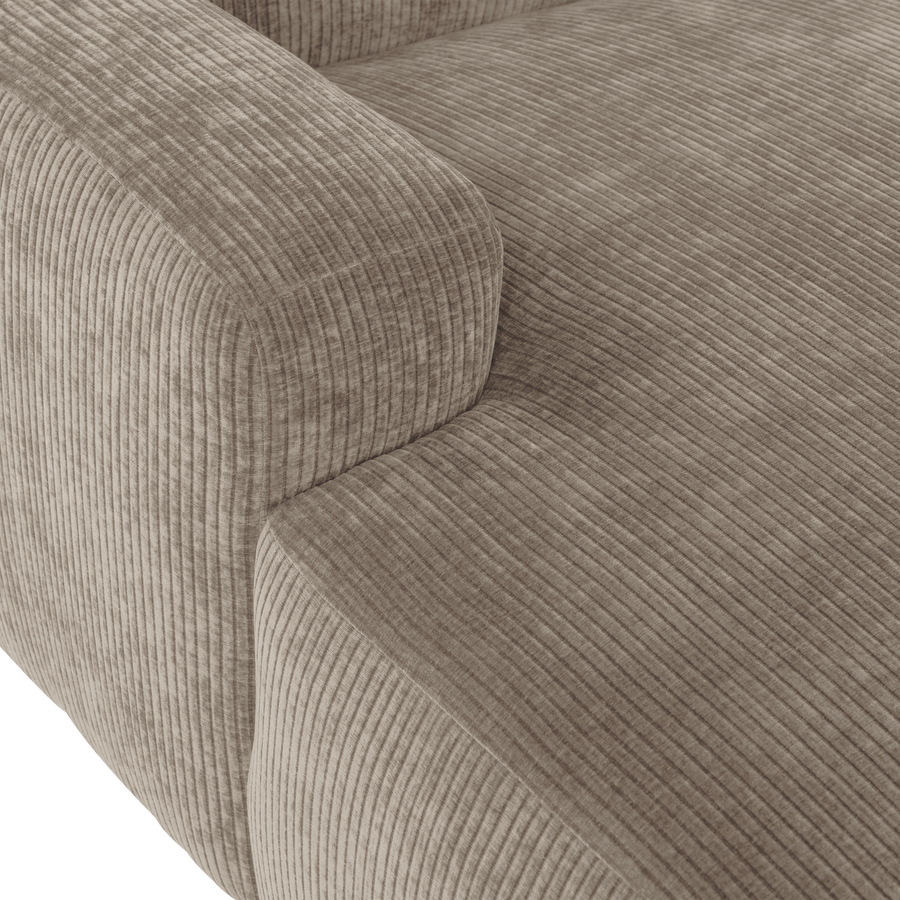 Mojo base chaise longue element links ribstof donkerzand