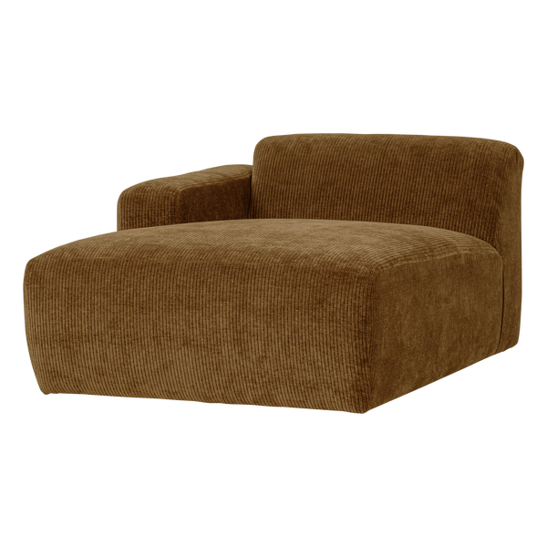 Mojo base chaise longue element links ribstof honinggeel