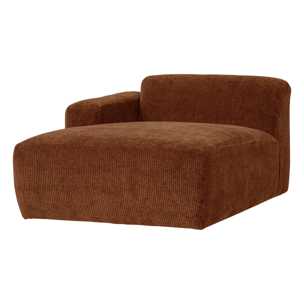 Mojo base chaise longue element links ribstof roestbruin