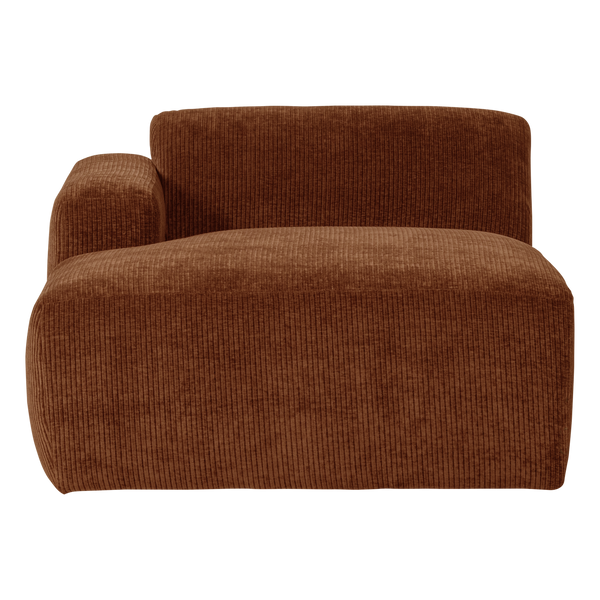 Mojo base chaise longue element links ribstof roestbruin