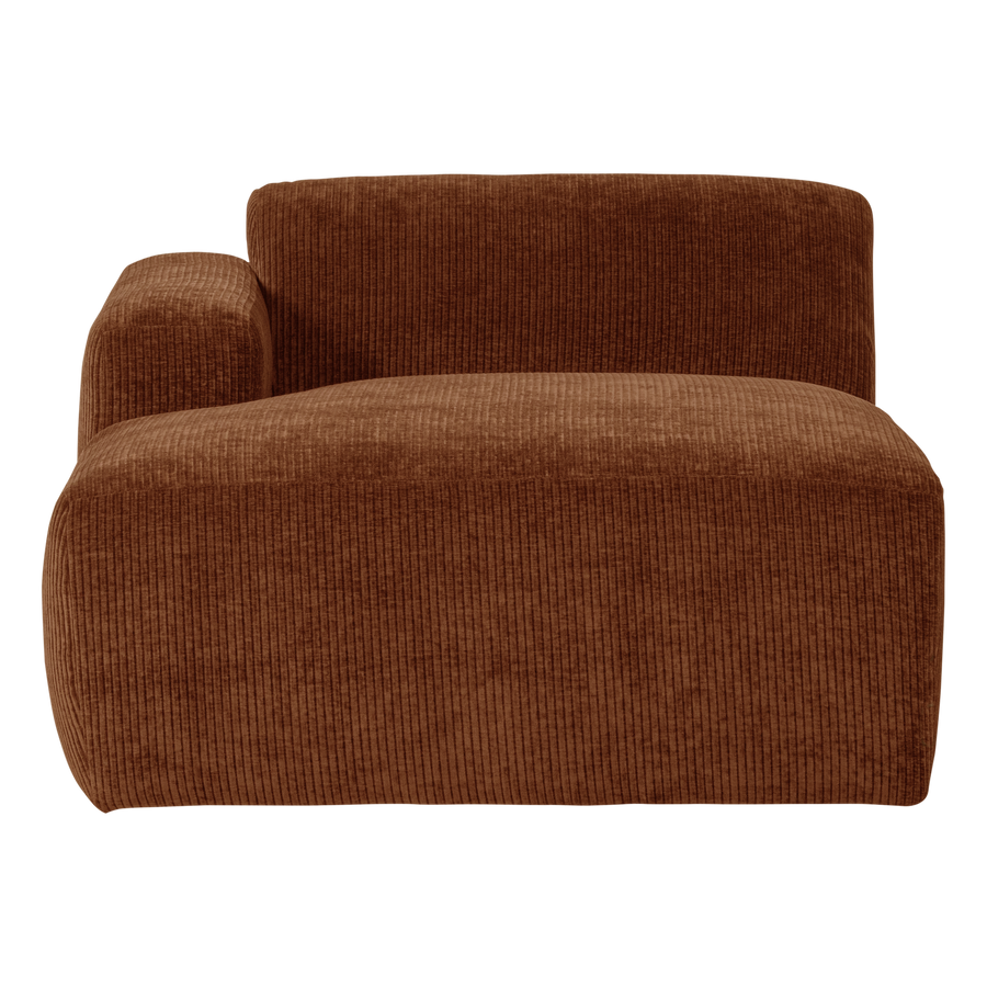 Mojo base chaise longue element links ribstof roestbruin