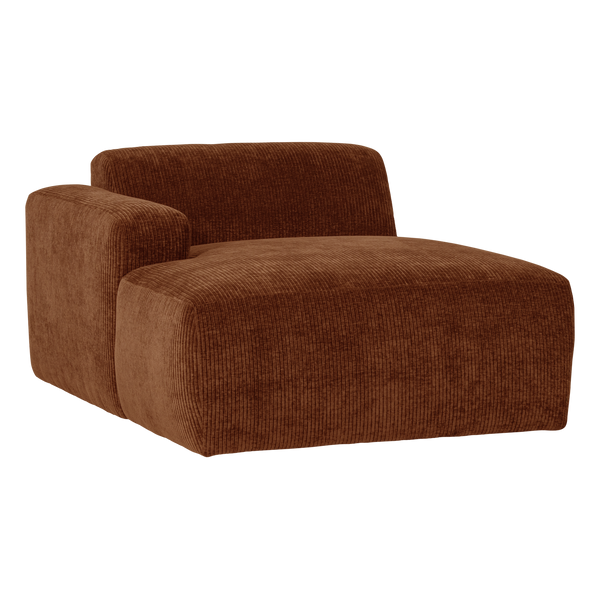 Mojo base chaise longue element links ribstof roestbruin