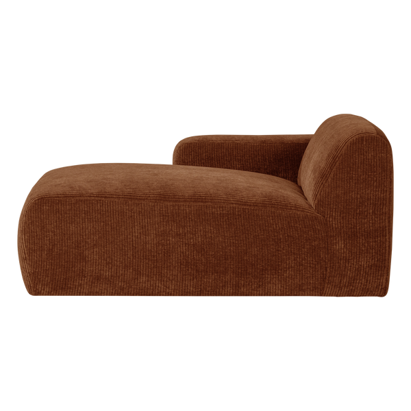 Mojo base chaise longue element links ribstof roestbruin