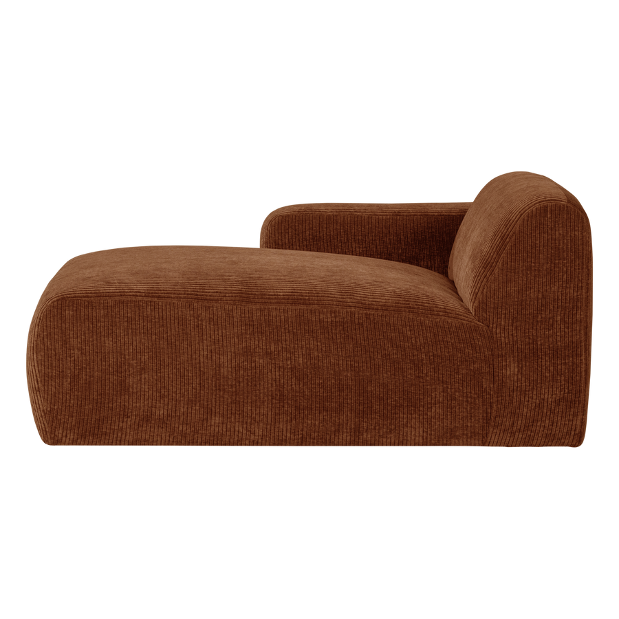 Mojo base chaise longue element links ribstof roestbruin