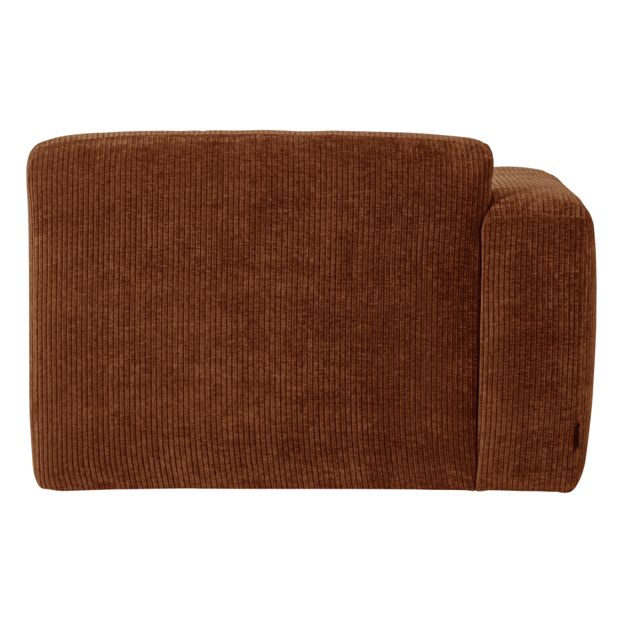 Mojo base chaise longue element links ribstof roestbruin