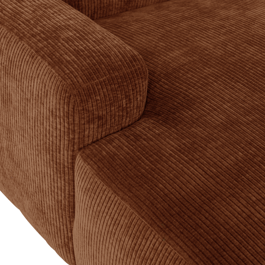 Mojo base chaise longue element links ribstof roestbruin
