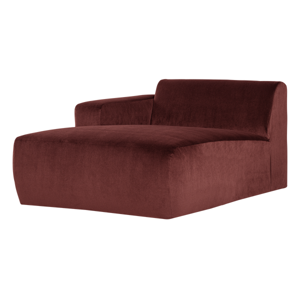 Mojo base chaise longue element links velvet kastanjebruin