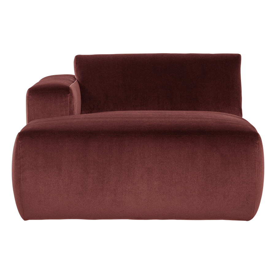 Mojo base chaise longue element links velvet kastanjebruin