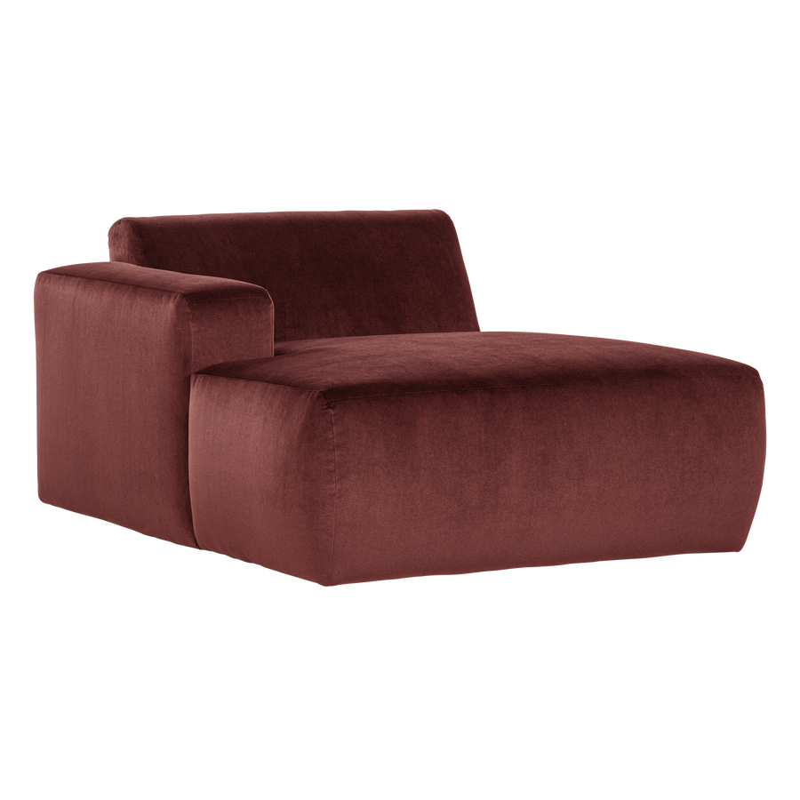 Mojo base chaise longue element links velvet kastanjebruin