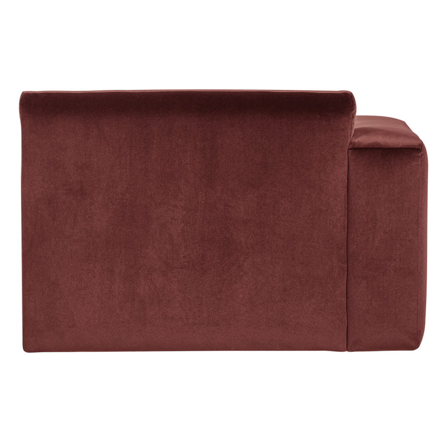 Mojo base chaise longue element links velvet kastanjebruin