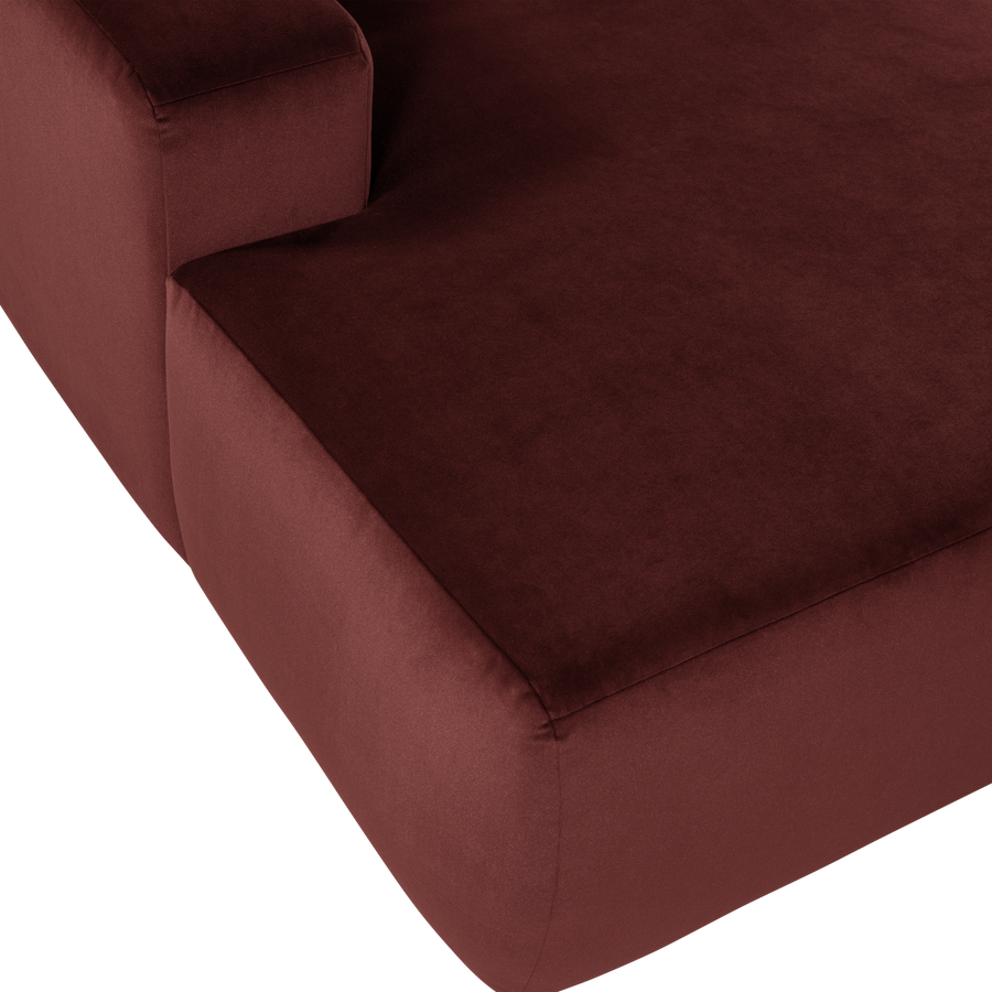 Mojo base chaise longue element links velvet kastanjebruin