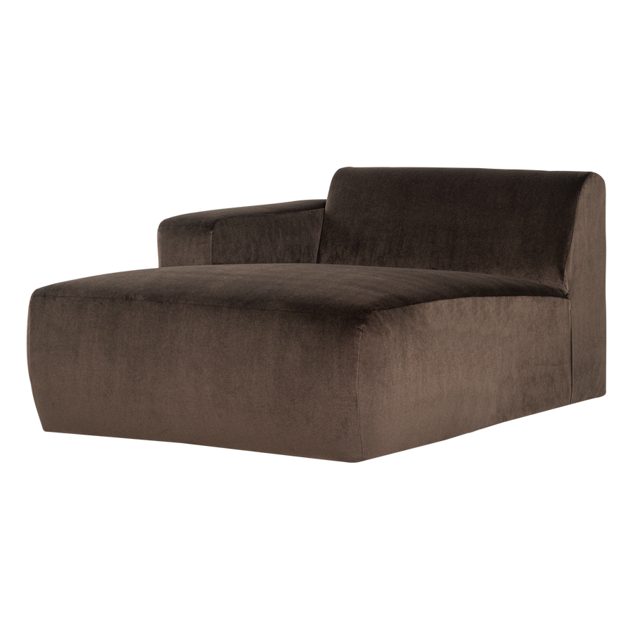 Mojo base chaise longue element links velvet bruin