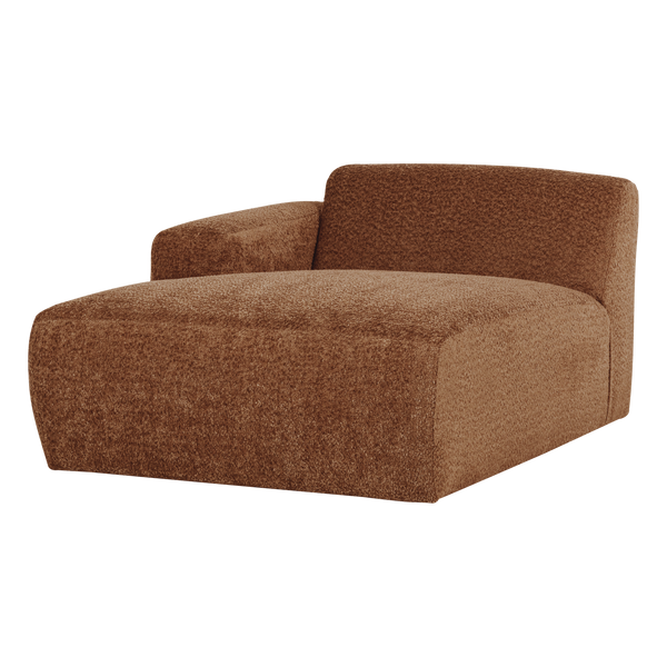 Mojo base chaise longue element links wollig roestbruin