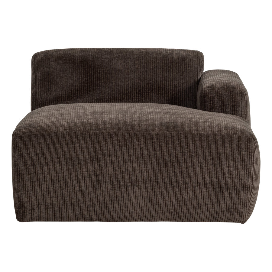 Mojo base chaise longue element rechts ribstof bruin