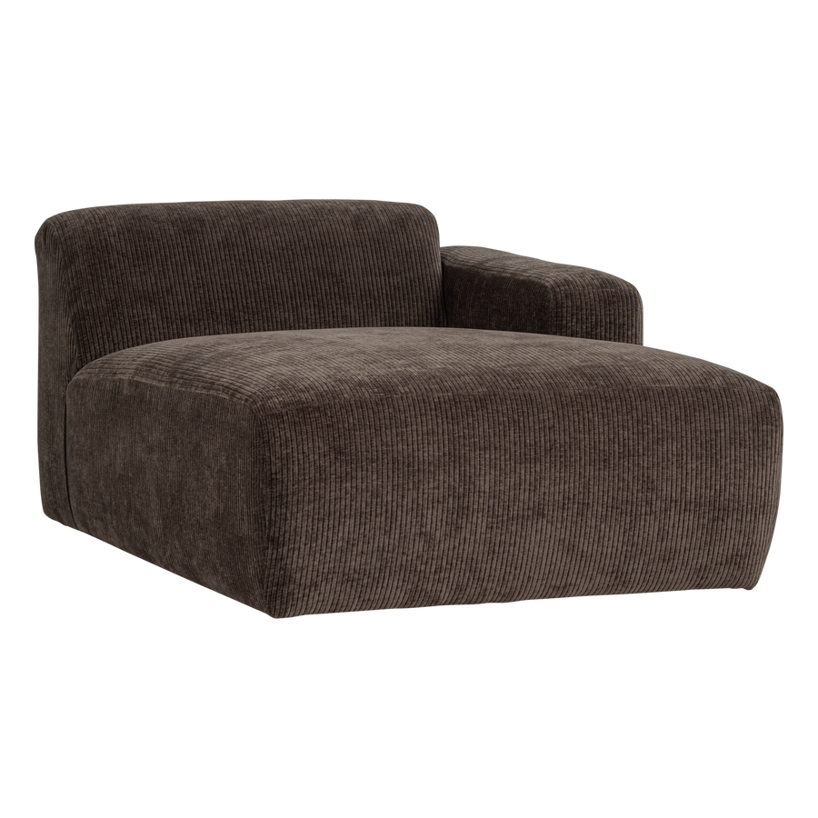 Mojo base chaise longue element rechts ribstof bruin