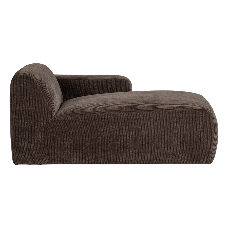 Mojo base chaise longue element rechts ribstof bruin